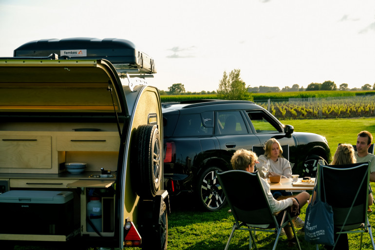 Teardrop trailer farm camping